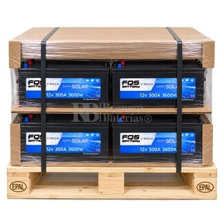 Pack 4 bater�as Solar 12 Voltios 300 Amperios | Sin mantenimiento FQS12-300